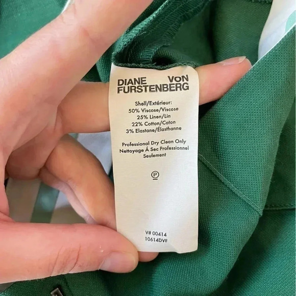 NWT Diane Von Furstenberg High Waisted Skinny Pant Bottle Green Pleated 4 - Picture 9 of 11